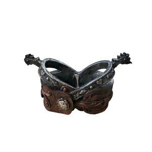 Salt and Pepper Shaker‎ Holder Western Spurs Pewter Country Kitchen Dining